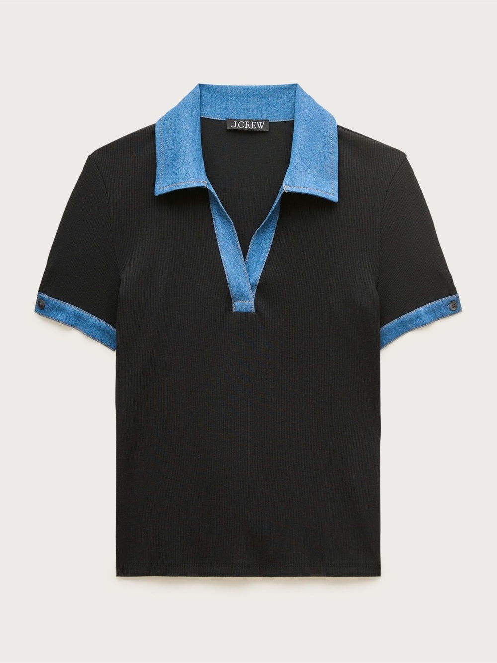 J. Crew Black Polo with Blue Contrast Collar & Sleeve Trim
